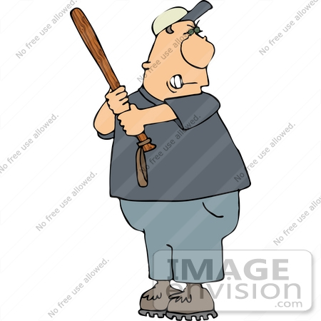 #14581 Angry Middle Aged Caucasian Man Holding a Club Clipart by DJArt