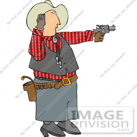 #14607 Cowboy Man Shooting a Pistil Clipart by DJArt