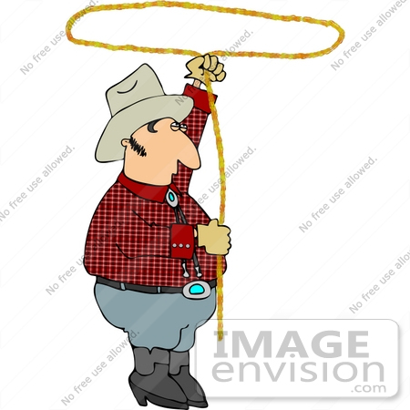 #14612 Cowboy Man Spinning a Lariat Lasso Rope Over His Head Clipart by DJArt