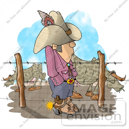 #14614 Texan Cowboy Man With Spurred Boots by Bulls Clipart by DJArt