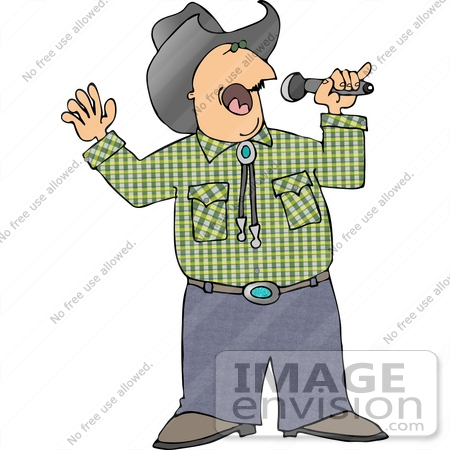 #14617 Caucasian Cowboy Man Singing Clipart by DJArt