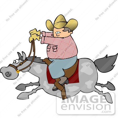 #14621 Cowboy Man Riding a Fast Horse Clipart by DJArt