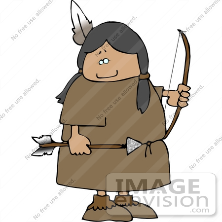 #14628 Native American Woman With a Bow and Arrow Clipart by DJArt