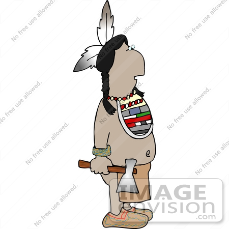 #14631 Native American Indian Man Holding a Hatchet Clipart by DJArt