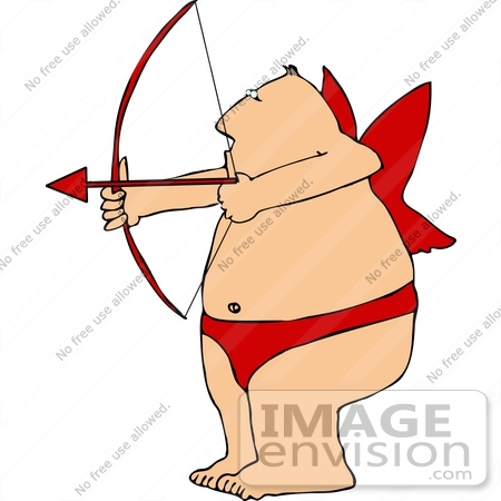 #14646 Middle Aged Caucasian Cupid Man Shooting an Arrow Clipart by DJArt