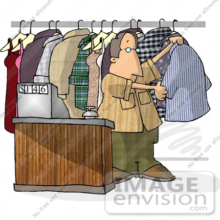 #14651 Middel Aged Caucasian Dry Cleaner Man Clipart by DJArt