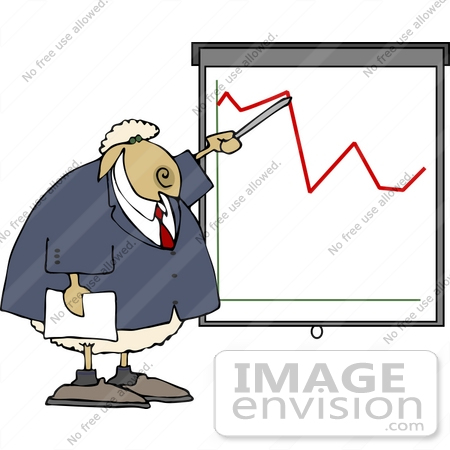 #14655 Sheep in a Business Suit, Pointing at a Graph Clipart by DJArt