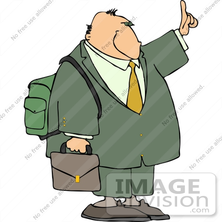 #14662 Middle Aged Caucasian Businessman With a Briefcase and Backpack Clipart by DJArt