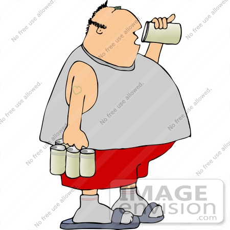 #14664 Middle Aged Caucasian Man Drinking Beer From a Can Clipart by DJArt