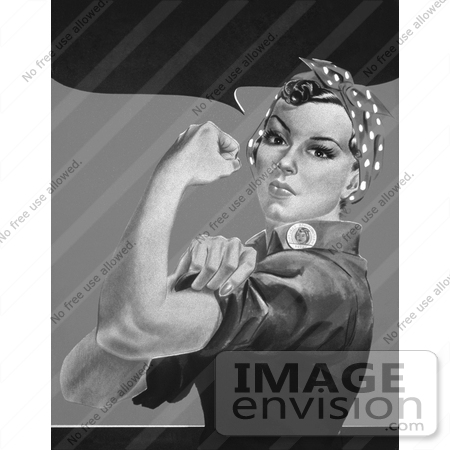 #14670 Picture of Rosie the Riveter Without Text, in Black and White by JVPD