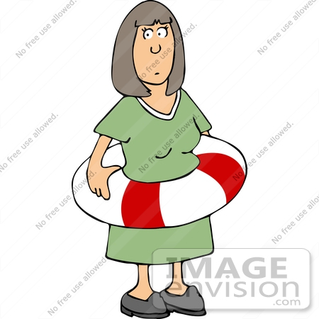 #14728 Woman Wearing a Life Saver Preserver Clipart by DJArt