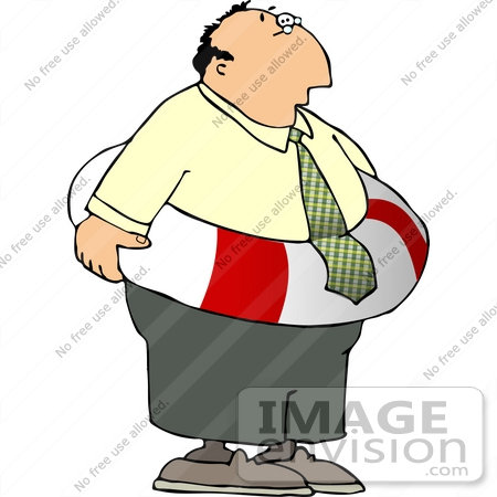 #14729 Chubby Businessman Wearing a Life Preserver Clipart by DJArt