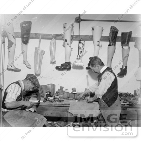 #1473 Photo of Two Men at Work, Making Artificial Legs by JVPD