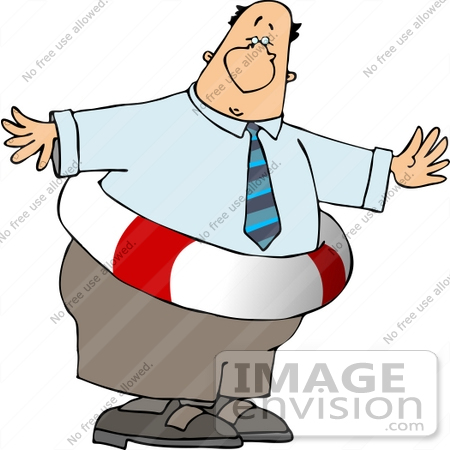 #14731 Chubby Business Man in a Life Saver Clipart by DJArt