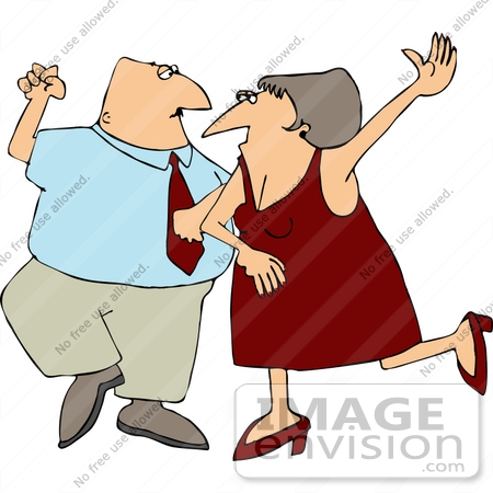 #14736 Middle Aged Caucasian Couple Dancing Clipart by DJArt