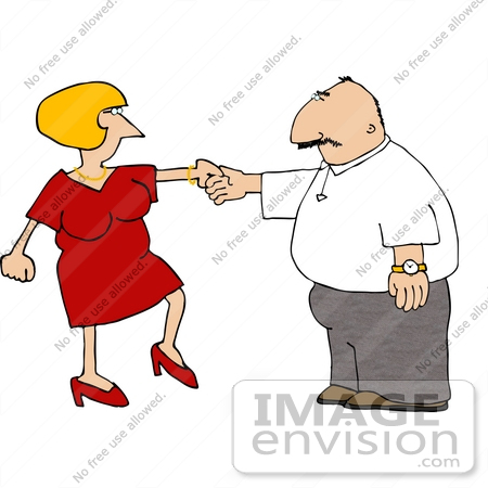#14739 Middle Aged Caucasian Couple Dancing Together Clipart by DJArt