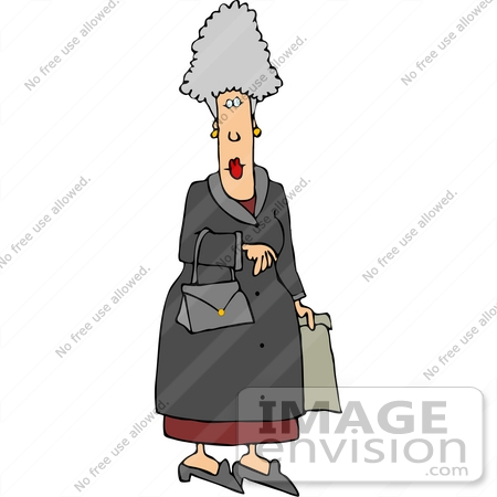 #14743 Senior Caucasian Woman Shopping Clipart by DJArt