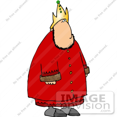 #14746 Chubby King in a Crown and Red Robe Clipart by DJArt