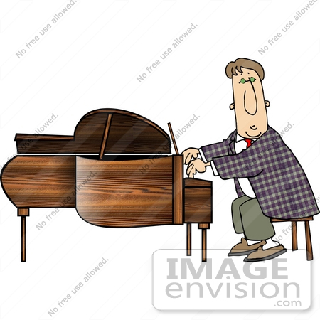 #14752 Pianist Man Playing a Short Grand Piano Clipart by DJArt