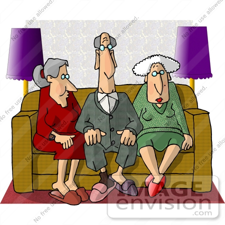 #14765 Group of Retired Seniors Sitting on a Couch Clipart by DJArt