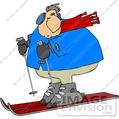 #14766 Caucasian Man Skiing Clipart by DJArt