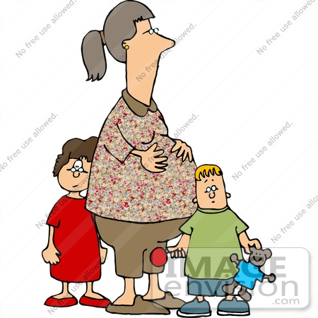 #14776 Pregnant Mother and Her Son and Daughter Clipart by DJArt