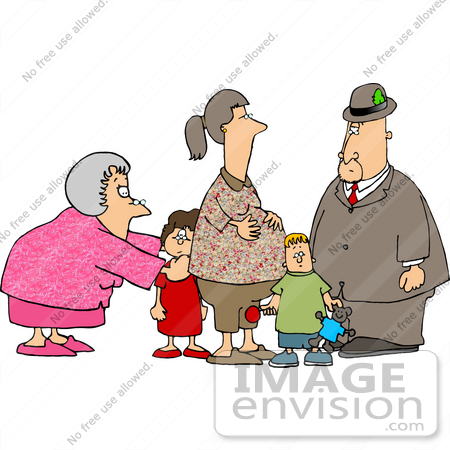 #14778 Caucasian Family With Grandmother and Pregnant Woman Clipart by DJArt