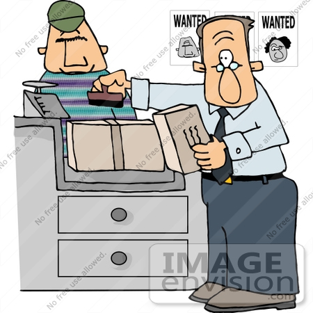 #14791 Postal Clerk Man Assisting a Wanted Criminal Clipart by DJArt