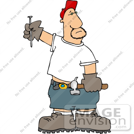 #14801 Man With a Nail and Hammer Clipart by DJArt