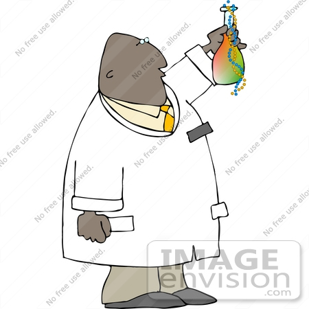 #14806 African American Scientist Man With a Beaker Clipart by DJArt