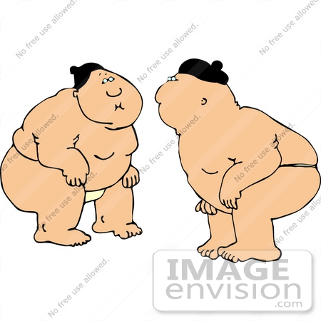 #14813 Two Rikishi Sumo Wrestlers Clipart by DJArt