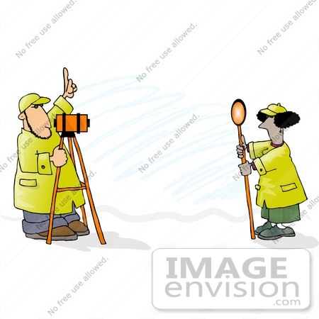 #14819 Surveyor Team in Hats and Raincoats Clipart by DJArt