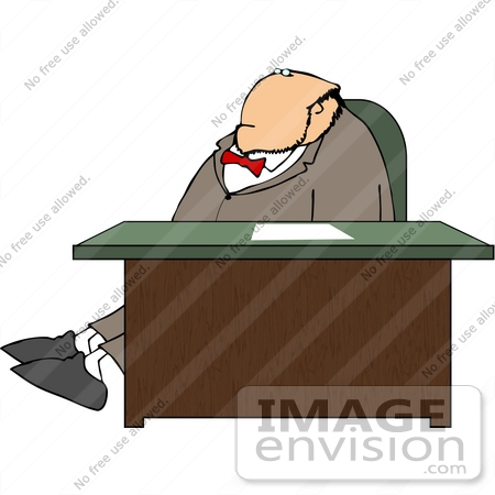 #14824 Business Man Sitting at a Desk Clipart by DJArt