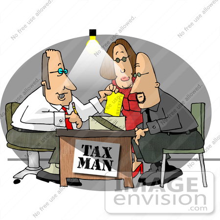 #14827 Caucasian Couple Doing Having a Tax Man do Their Taxes Clipart by DJArt