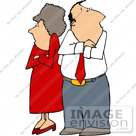 #14830 Angry Couple With Crossed Arms Clipart by DJArt