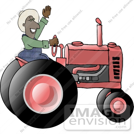 #14837 African American Farmer Man Driving a Tractor Clipart by DJArt