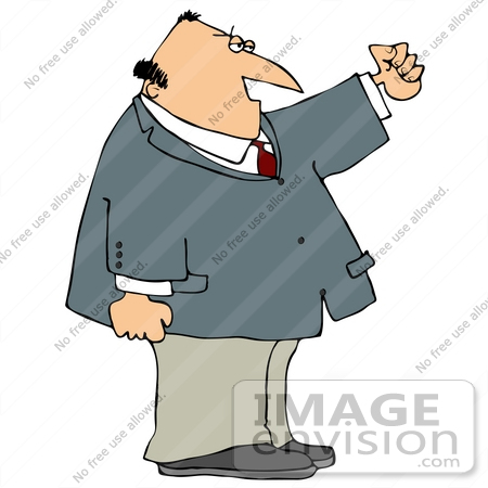 #14860 Angry Caucasian Business Man With Clenched Fists Clipart by DJArt