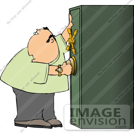 #14864 Man Opening a Safe Box Clipart by DJArt