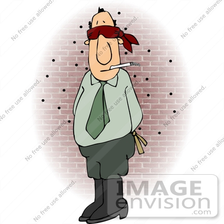#14880 Man Tied Up and Blindfolded by a Brick Wall Clipart by DJArt