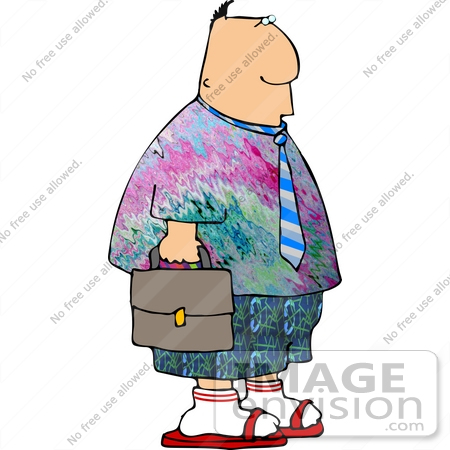 #14889 Business Man on Dress Down Friday, Wearing Tye Dye Clipart by DJArt