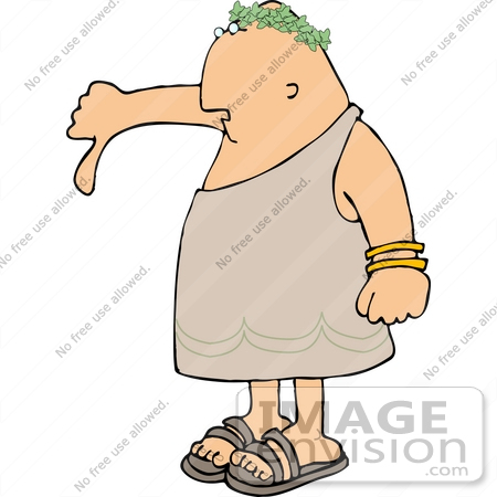 #14892 Emperor in a Toga Giving the Thumbs Down Sign Clipart by DJArt