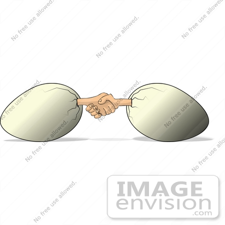 #14896 Human Hands Sticking Out of Eggs, Shaking Hands Clipart by DJArt
