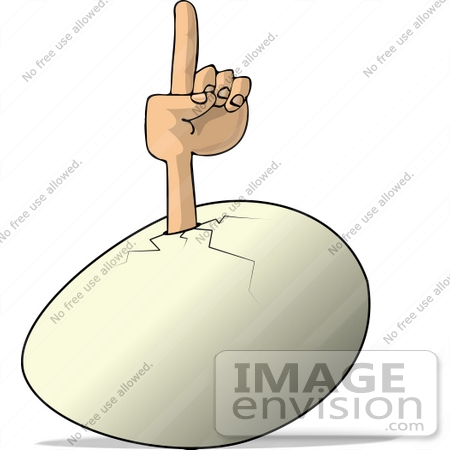 #14897 Arm Sticking Out of an Egg, Pointing Up Clipart by DJArt