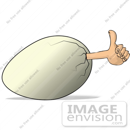 #14899 Human Hand Sticking Out of an Egg, Giving the Thumbs Up Clipart by DJArt