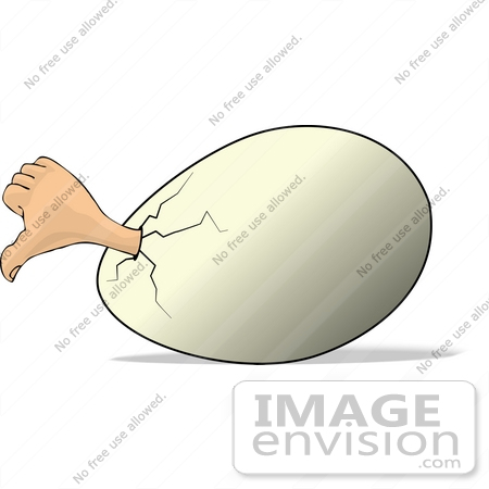 #14900 Human Hand Sticking Out of an Egg, Giving the Thumbs Down Clipart by DJArt