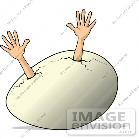 #14902 Human Arms Reaching Out From an Egg Clipart by DJArt