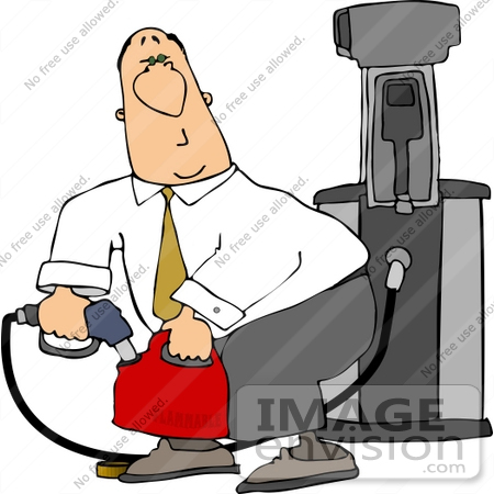 #14905 Man Filling a Gas Can at a Gas Station Clipart by DJArt