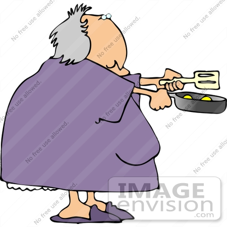#14907 Elder Woman Cooking Eggs Clipart by DJArt