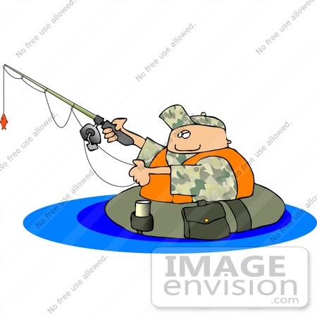 #14916 Man Fishing While Floating in a Tube Clipart by DJArt