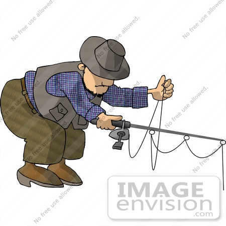 #14917 Man Untangling Fishing Wire Clipart by DJArt